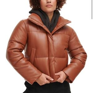 Levi’s Women’s faux leather short puffer jacket